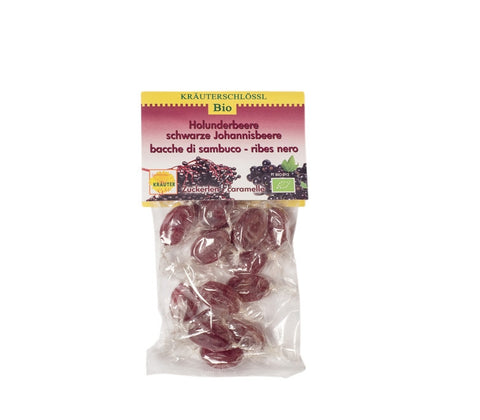 Holunderbeere- & Schwarze Johannisbeerzuckerlen Kräuterschlössl BIO 75 g