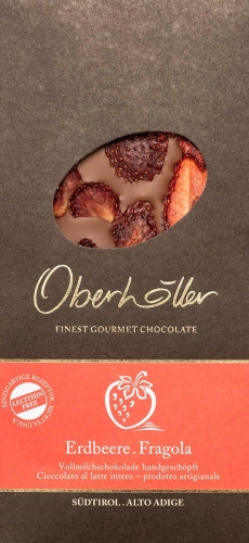 Cioccolato al latte intero con fragola Oberhöller 100g
