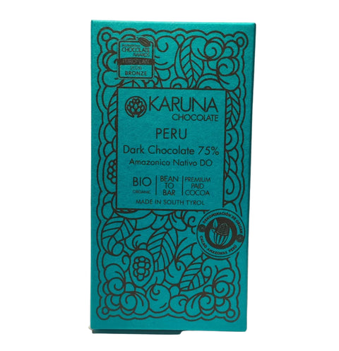 75% Single Origin Dark Chocolate "Peru" Karuna Chocolate BIO