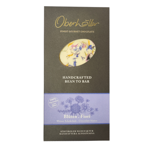White chocolate with whole milk and flowers Oberhöller