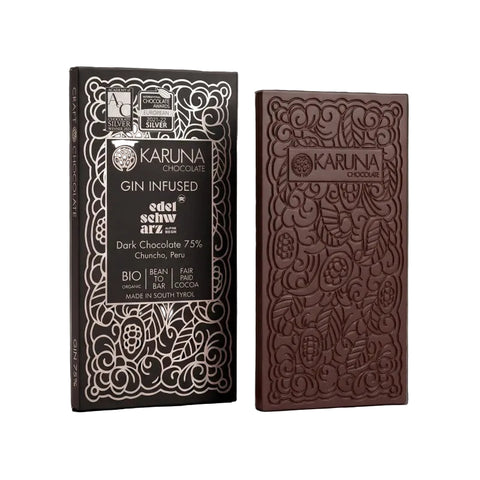 Edelschwarz Gin infused dark chocolate 75% Karuna BIO