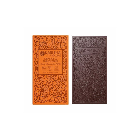Cioccolato Fondente Arancia & Pepe Timut Karuna BIO 60g