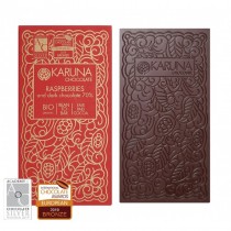 Cioccolato fondente 70% Belize con lamponi Karuna BIO 60g